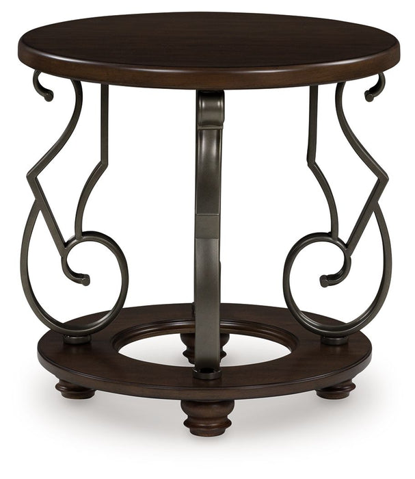 Frallyn - Round End Table - Dark Brown