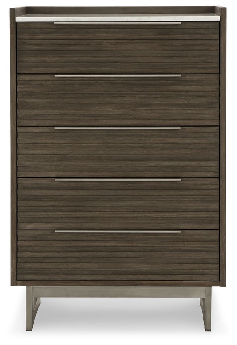 Arkenton - Five Drawer Chest - Grayish Brown / White