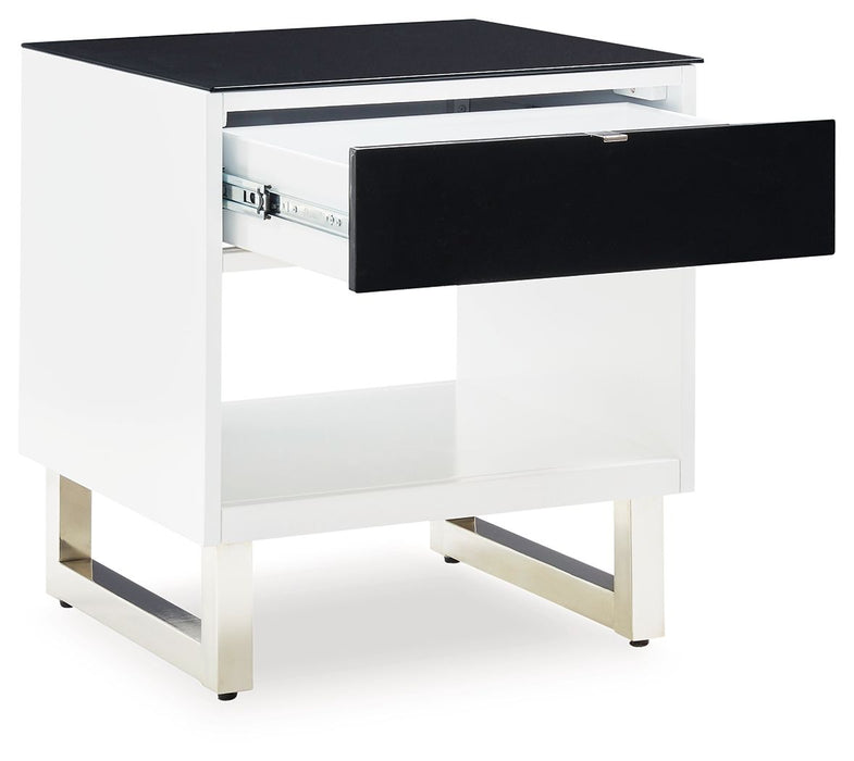 Gardoni - White / Black - Rectangular End Table