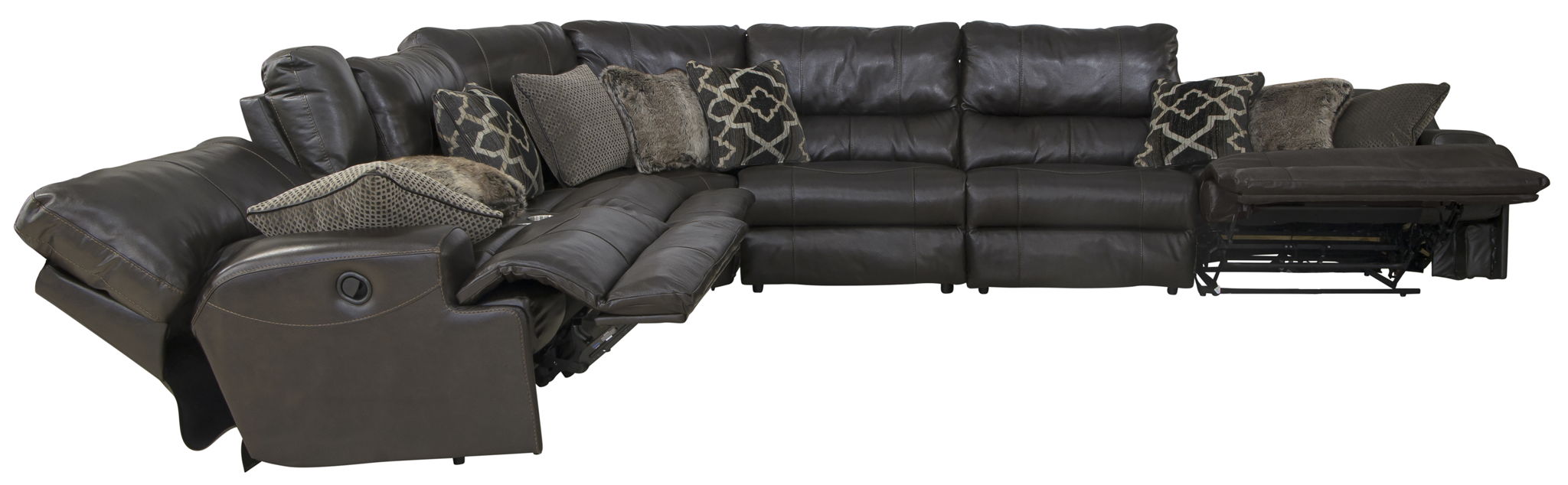 Como - 7 Piece Italian Leather Match Reclining Sectional