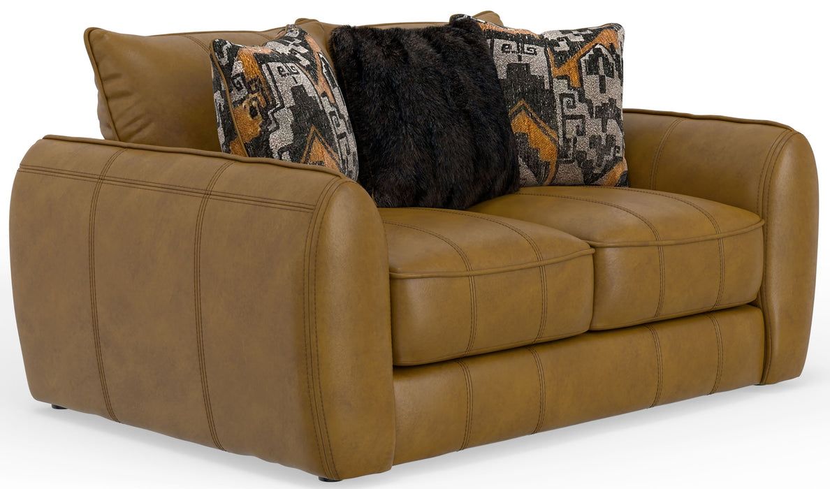 Corvara - Top Grain Italian Leather Match Loveseat - Caramel