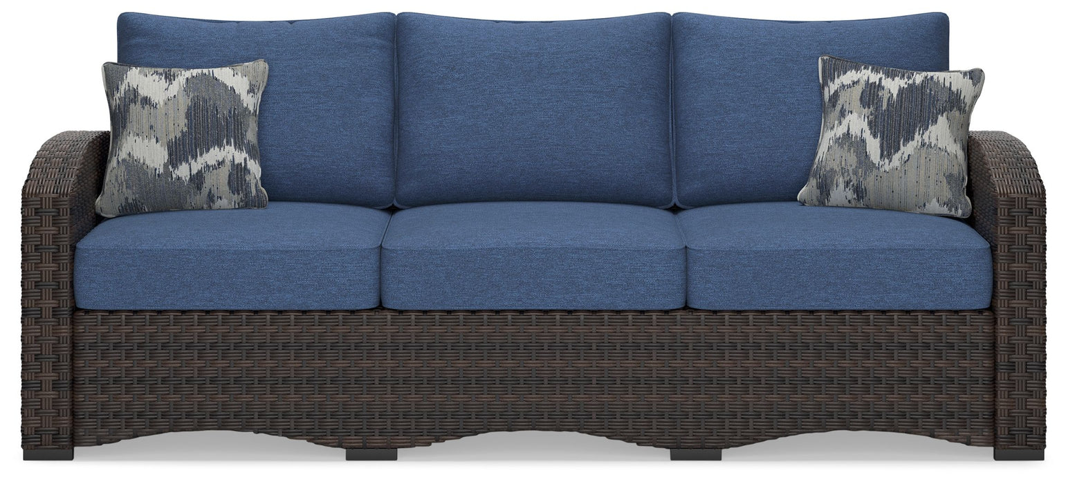 Windglow - Blue / Brown - Sofa With Cushion