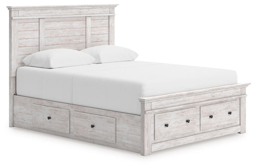 Makidern - Panel Storage Bed With Under Bed Storage Unit And Storage Footboard