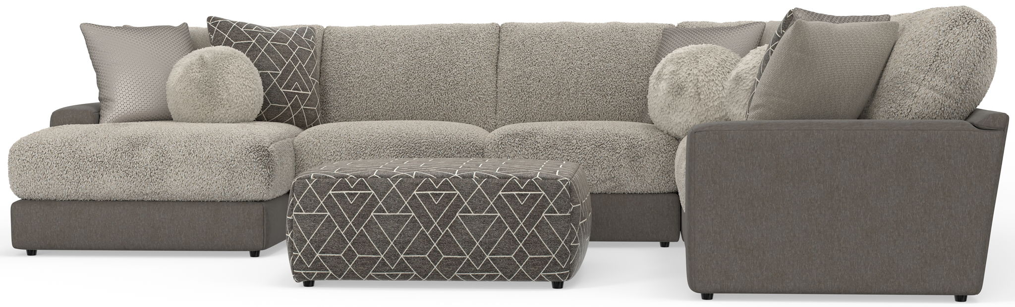 Canyon - 4 Piece Sectional With Cuddler Seat Cushions, Included Accent Pillows And Cocktail Ottoman (Left Side Facing Chaise) - Umber