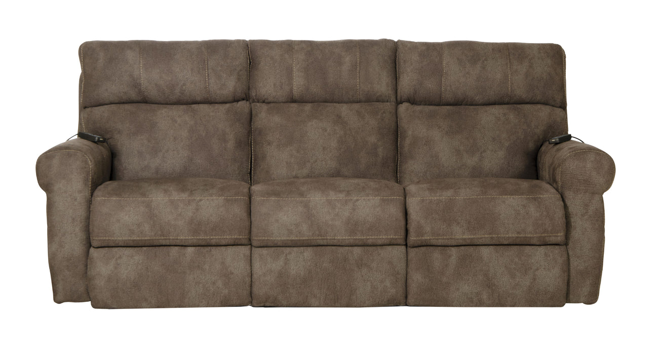 Tranquility - Power Headrest Power Lay Flat Reclining Sofa With DDT / CR3 Heat / Massage / Lumbar - Pewter