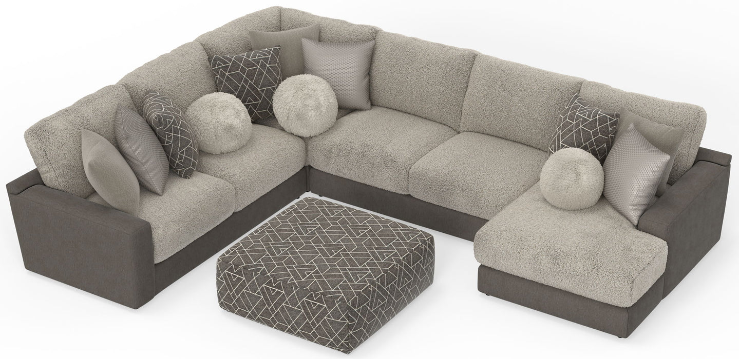 Canyon - 4 Piece Sectional With Cuddler Seat Cushions, Included Accent Pillows And Cocktail Ottoman (Right Side Facing Chaise) - Umber