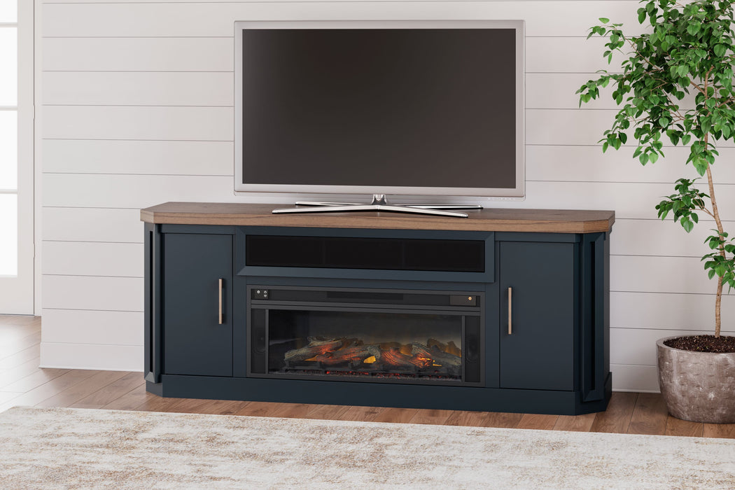 Landocken - Two-tone - 83" TV Stand With Electric Fireplace