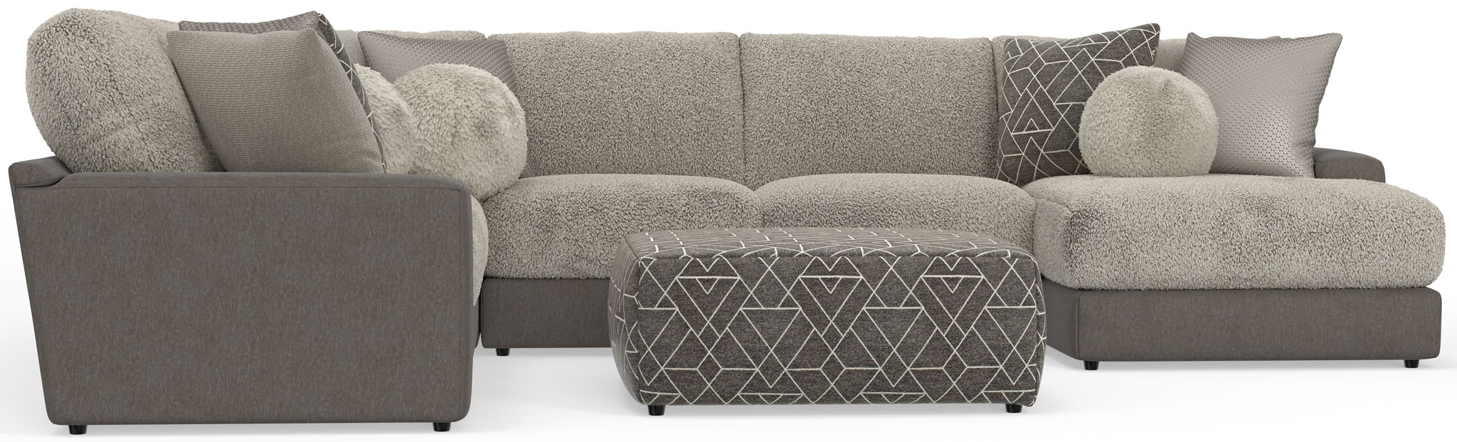 Canyon - 4 Piece Sectional With Cuddler Seat Cushions, Included Accent Pillows And Cocktail Ottoman (Right Side Facing Chaise) - Umber