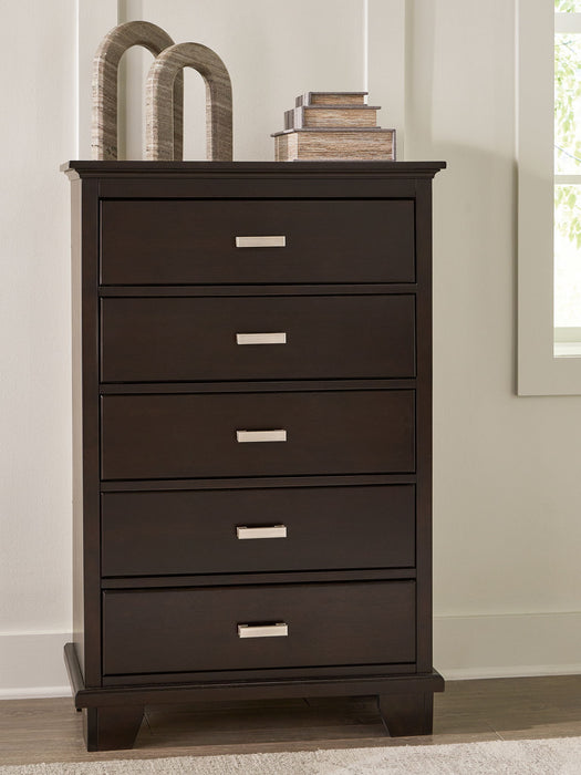 Covetown - Five Drawer Chest - Dark Brown