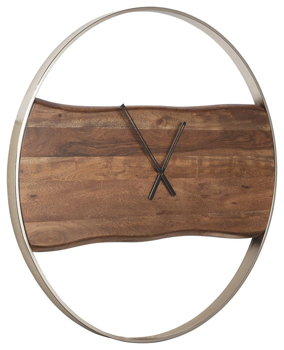 Panchali - Wall Clock - Brown / Silver Finish