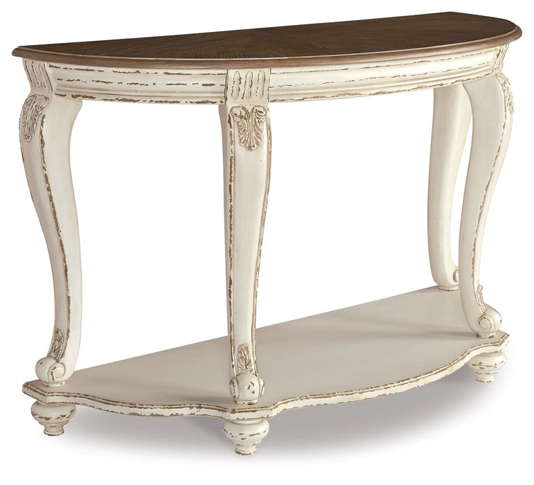 Realyn - Sofa Table - White / Brown