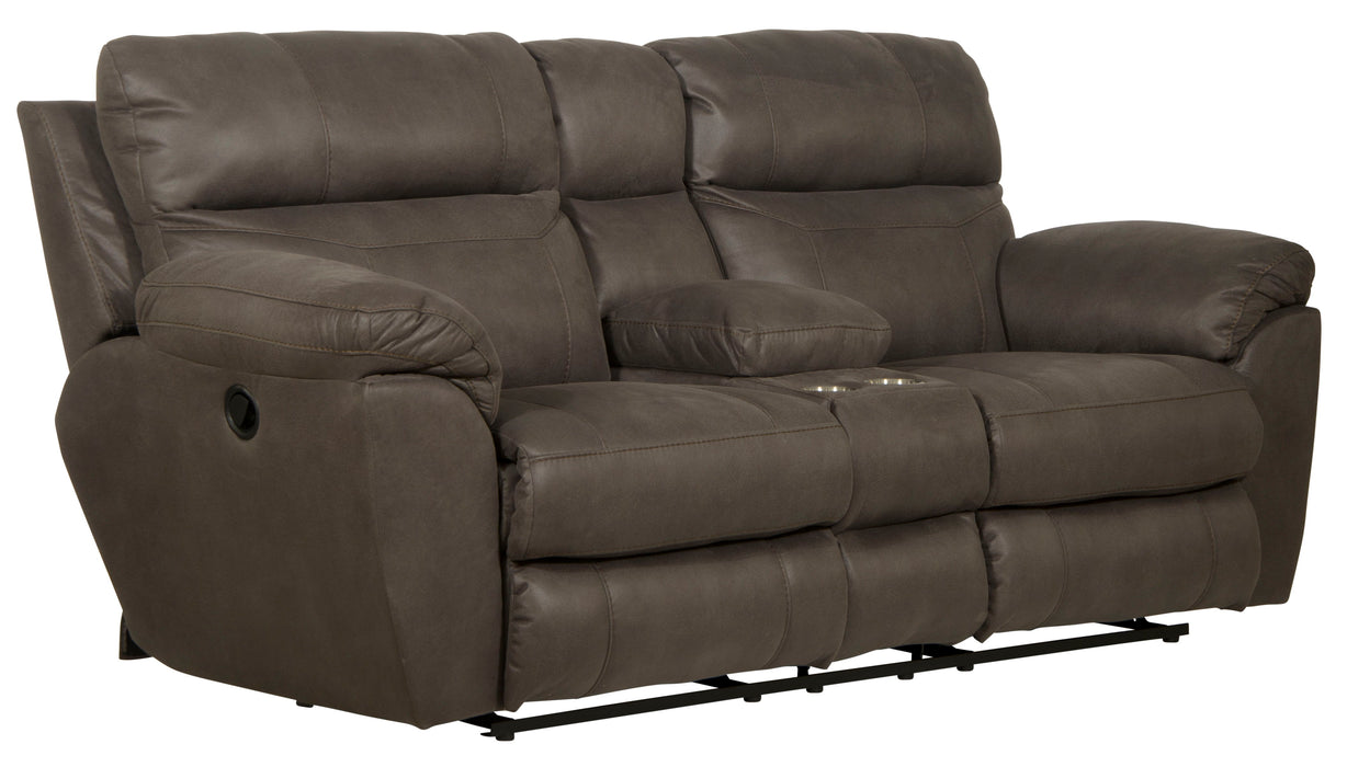 Atlas - Reclining Console Loveseat With Storage - Charcoal